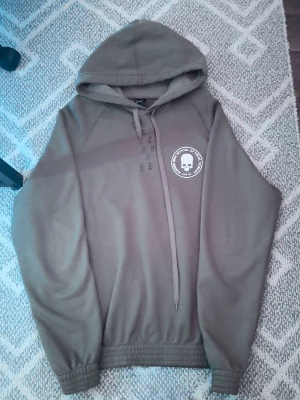 Number (Nine) Skull Logo Crewneck in Brown with White Print
